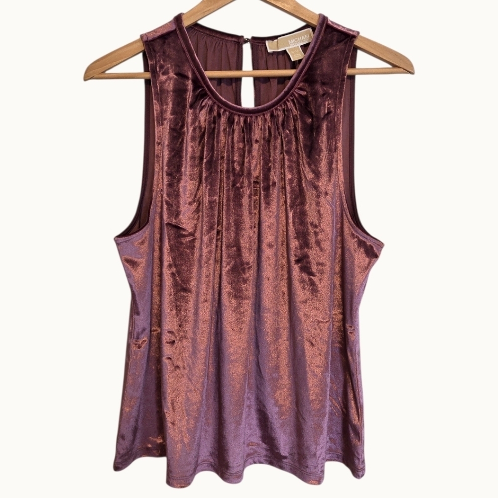 NWT Michael Michael Kors Sleeveless Metallic Knit Top Plum Size XL